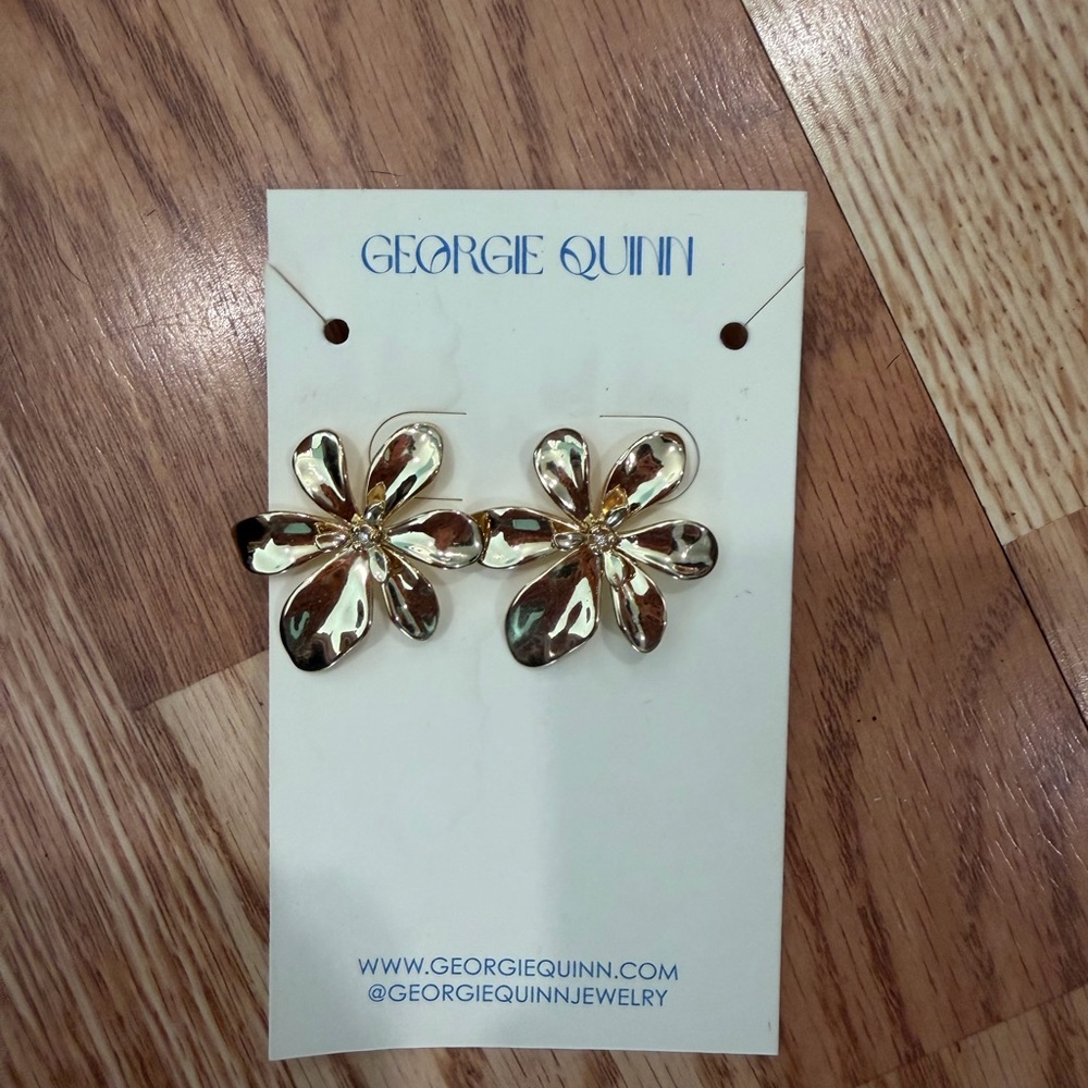 Anthropologie Gold Flower Earrings